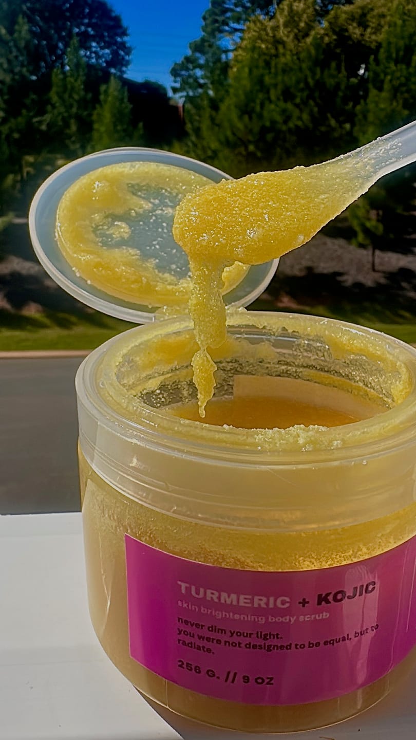 Customer photo review of Turmeric + Kojic Acid Brightening Body Scrub