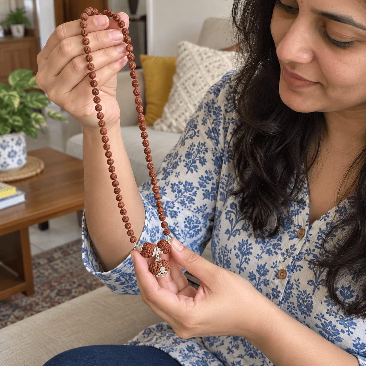 Customer photo review of 1-6-7 Mukhi Rudraksha Kavach (Indian)