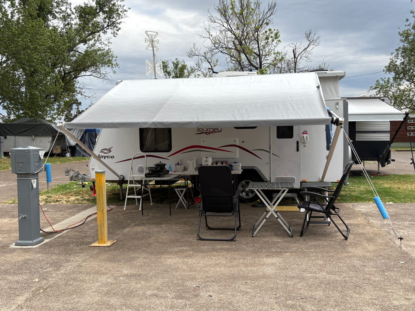 Customer photo review of Awning Replacement Vinyl - Grey Fade WA2006