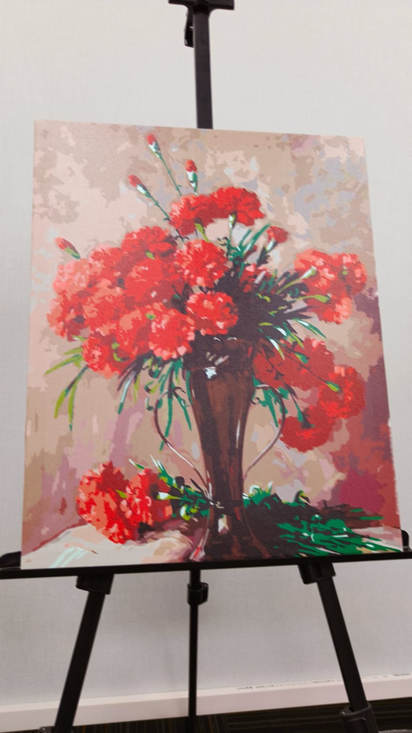 Customer photo review of Carnations in a silver vase - Abbott Fuller Graves