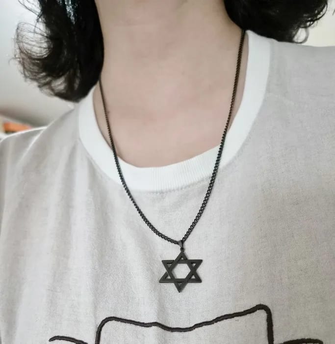 Customer photo review of Magen — Solid Stainless Steel Star of David Necklace