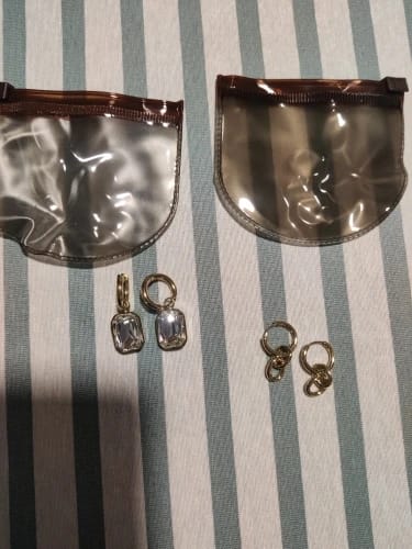 Customer photo review of Golden Radiance Geometry Earrings