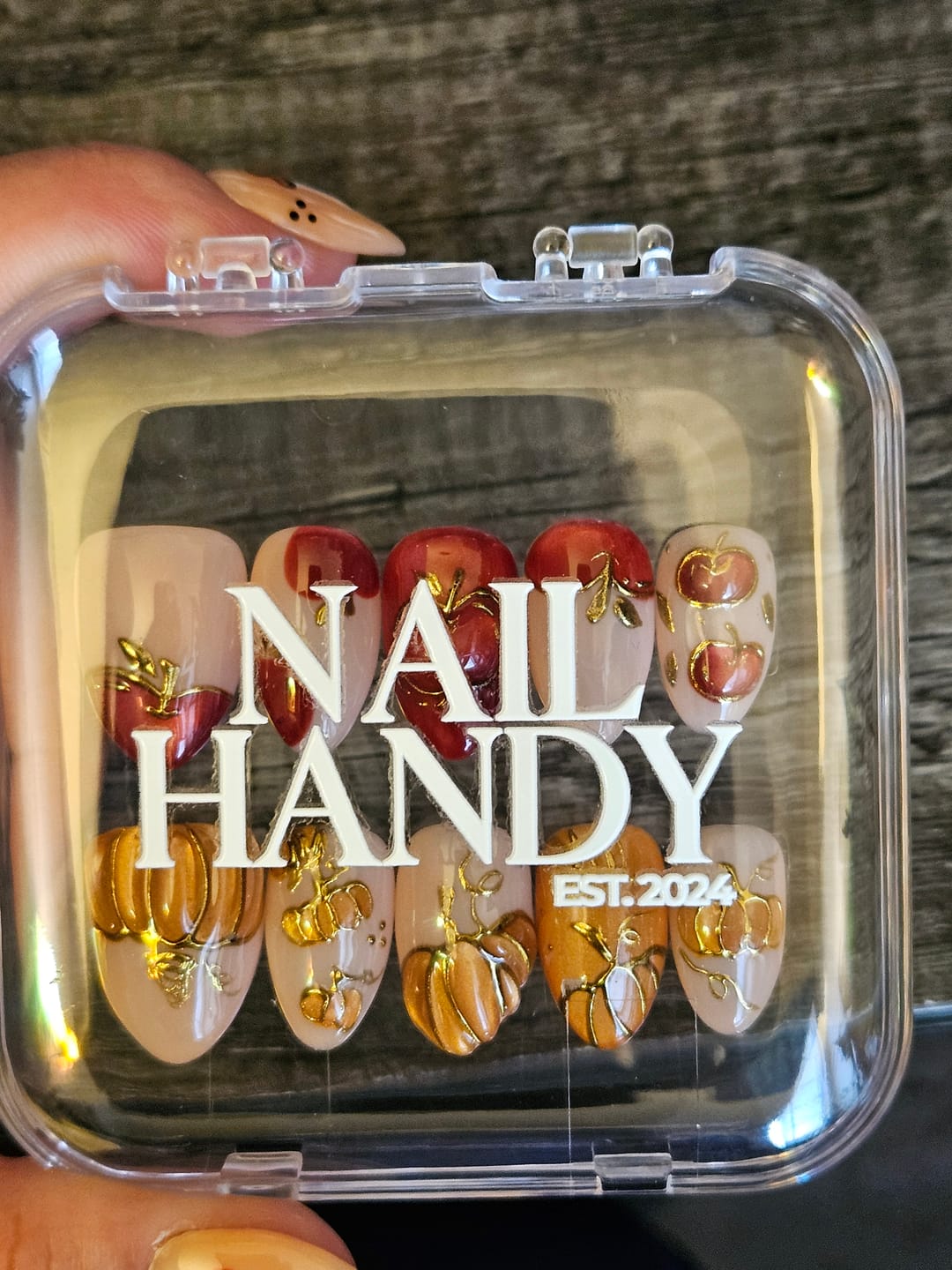 Customer photo review of Fallen Grace Autumn Press-On Nails