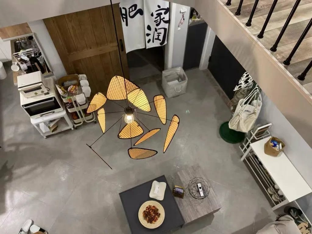 Customer photo review of Handwoven Rattan Pendant Light