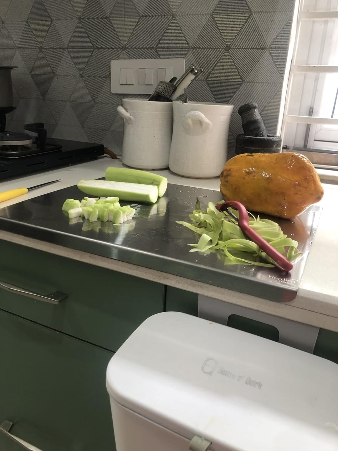Customer photo review of Stainless Steel Reversible Chopping Board