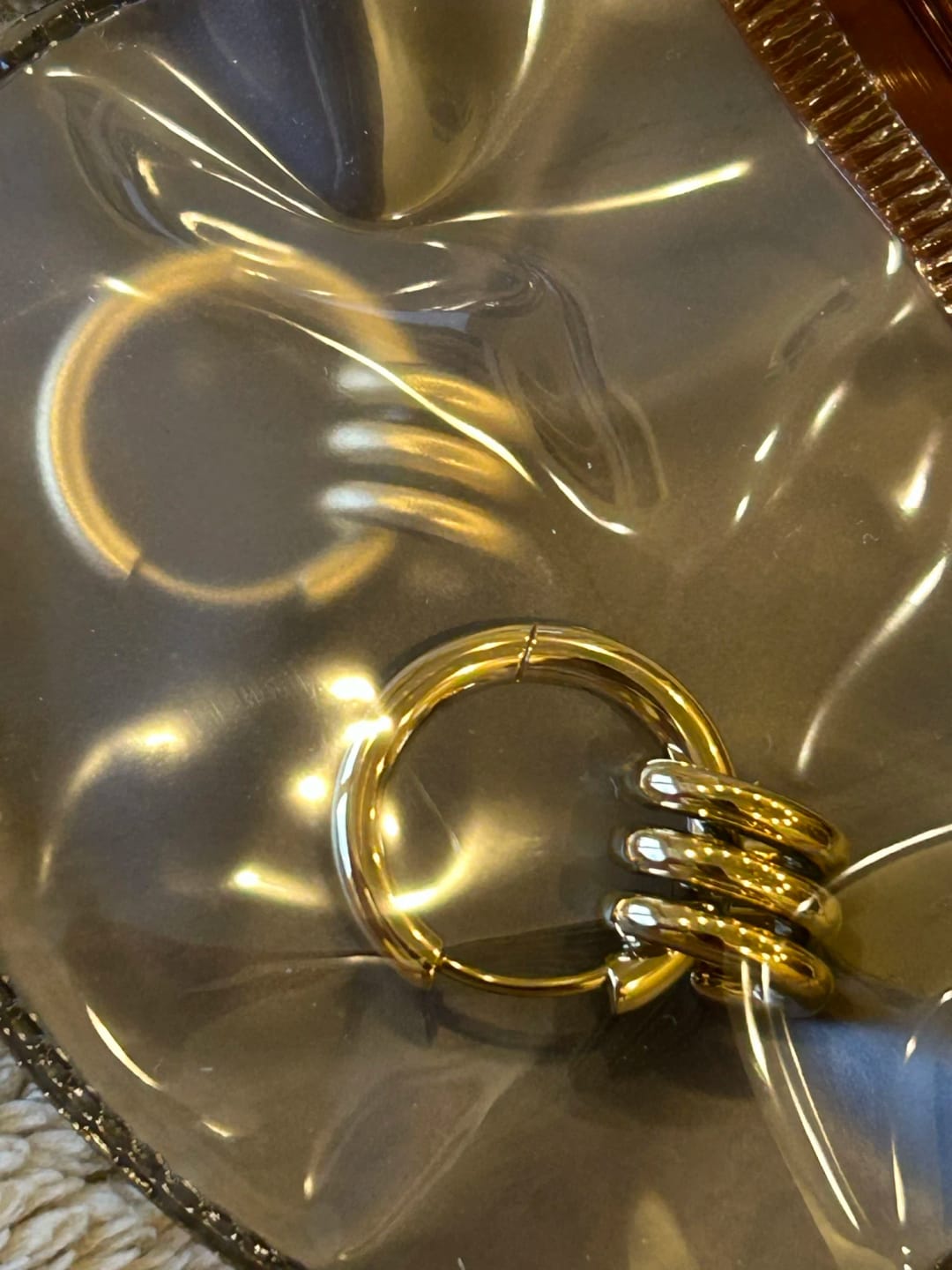 Customer photo review of Twist Wave Gold Splash Earrings