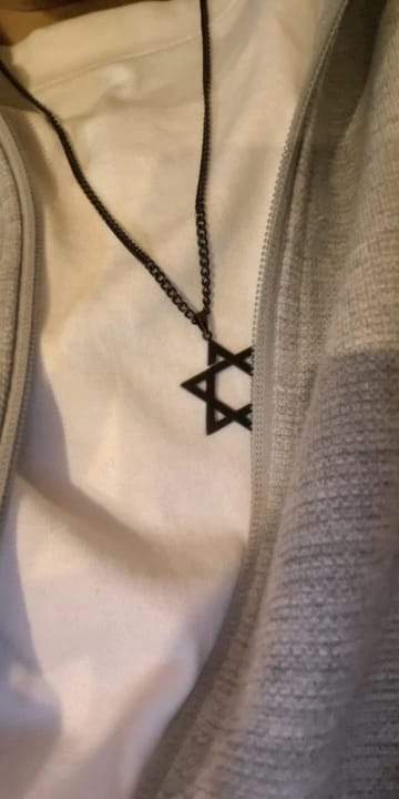 Customer photo review of Magen — Solid Stainless Steel Star of David Necklace