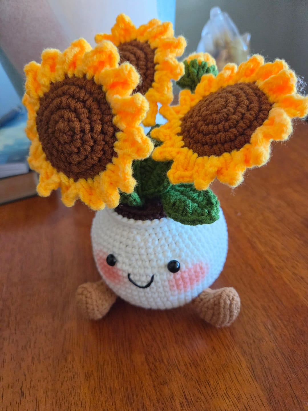 Customer photo review of Handmade Crochet Plant Pot Collection – Cute Flower, Mushroom & Strawberry Amigurumi Desk Decor