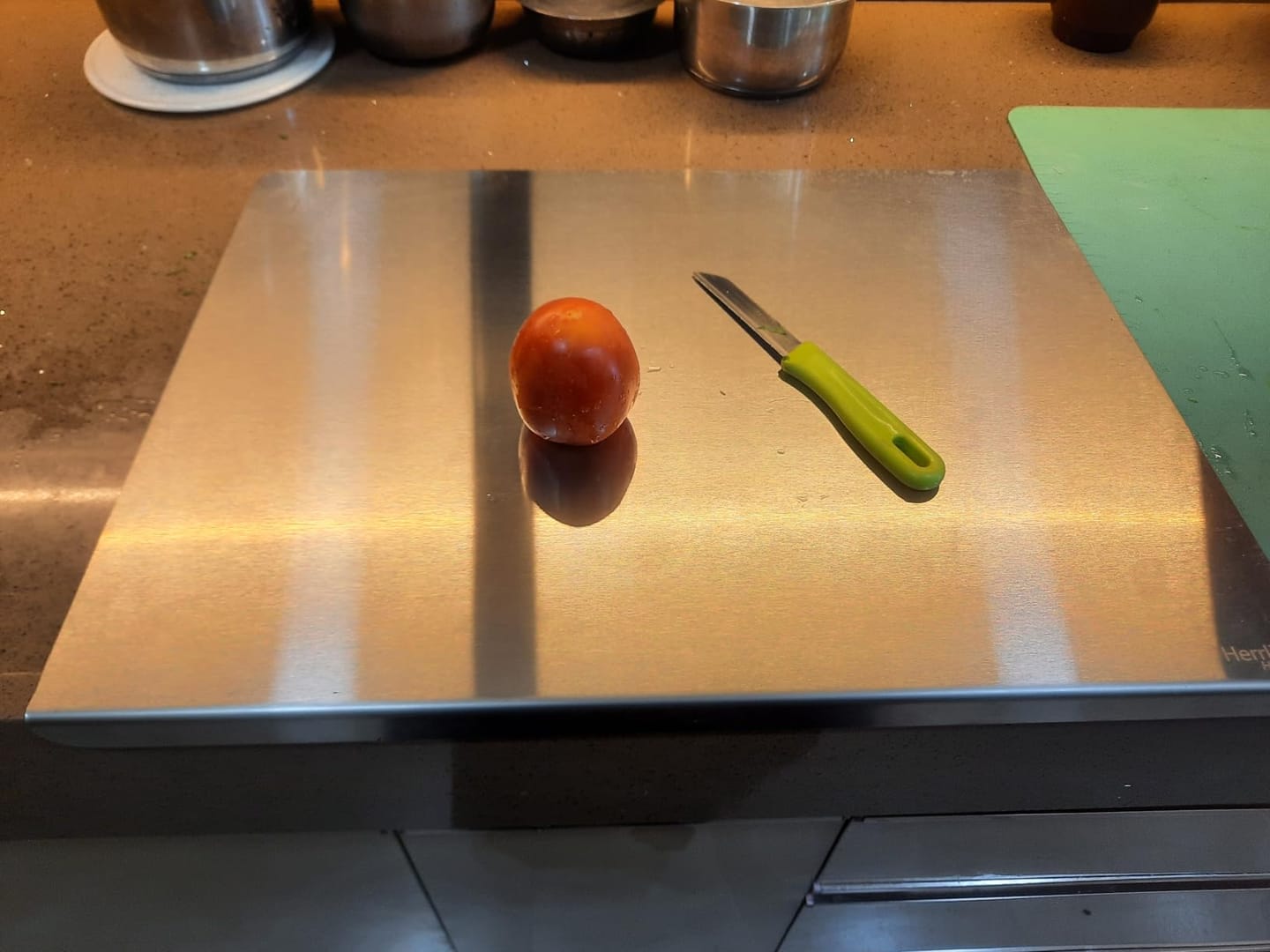 Customer photo review of Stainless Steel Reversible Chopping Board