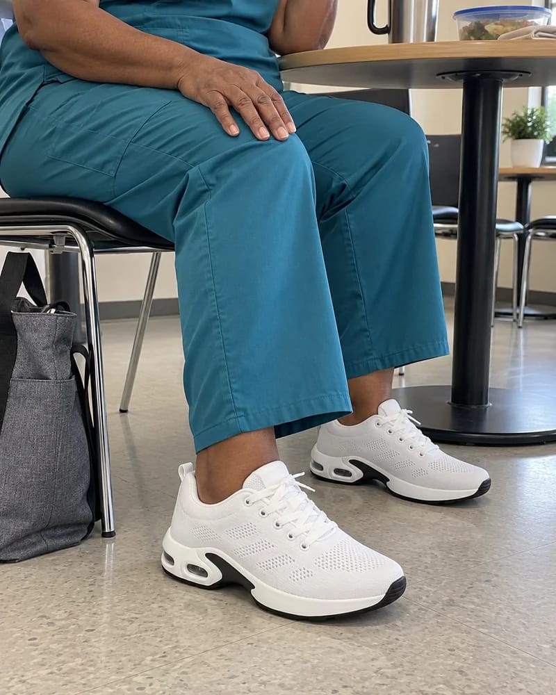 Customer photo review of OrthoShoes™ Pro — Scarpe per turni di 12 ore, progettate per alleviare tutto il giorno il dolore a piedi, ginocchia e schiena