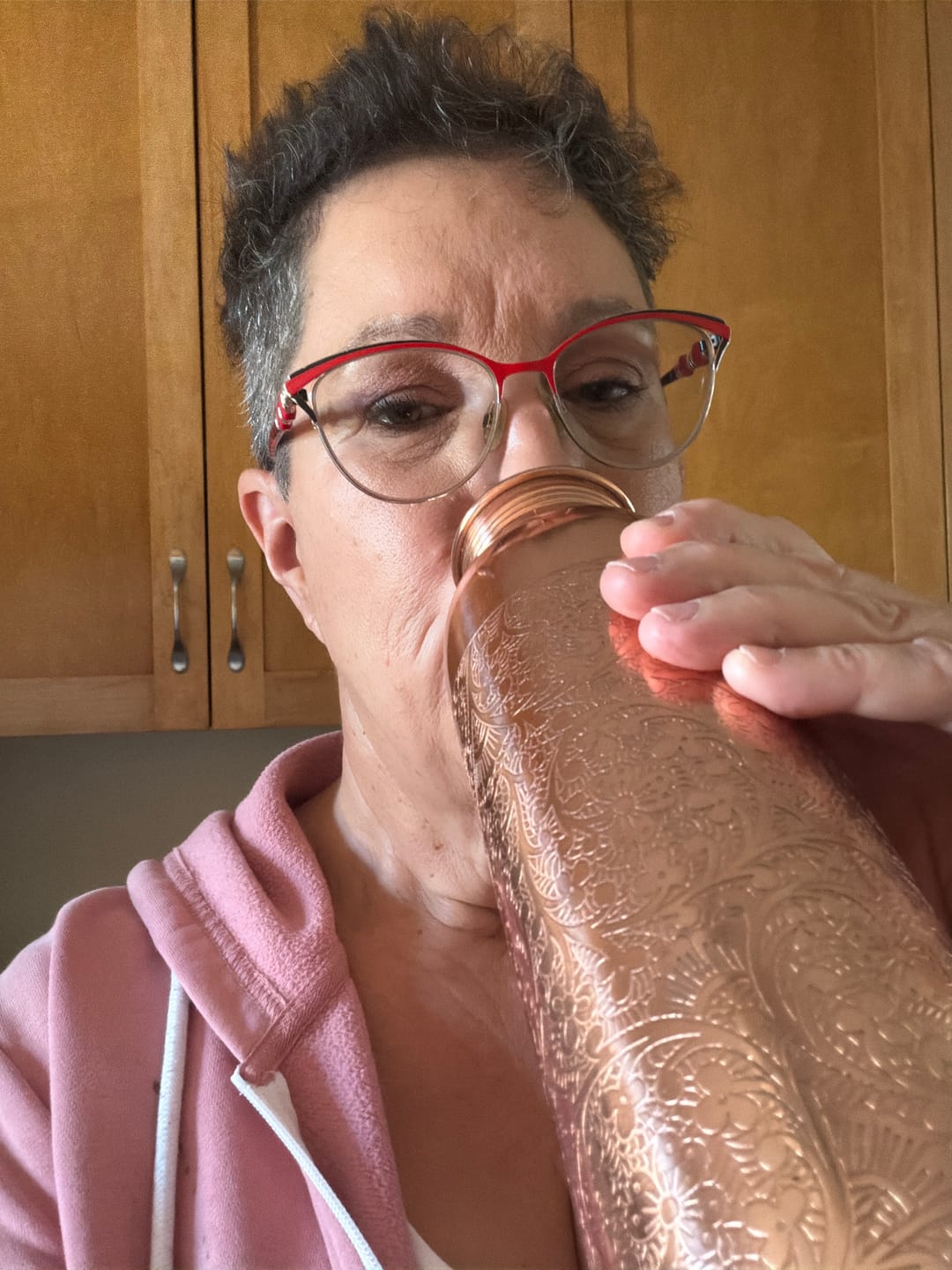 Customer photo review of Special Edition Mandala Engraved Copper Water Bottle | Spiritual Wellness & Meditation Design