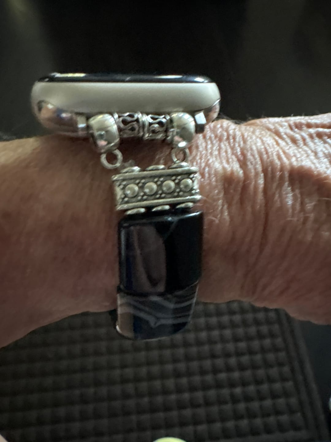 Customer photo review of Bohemian Noir Stretch Apple Watch Strap