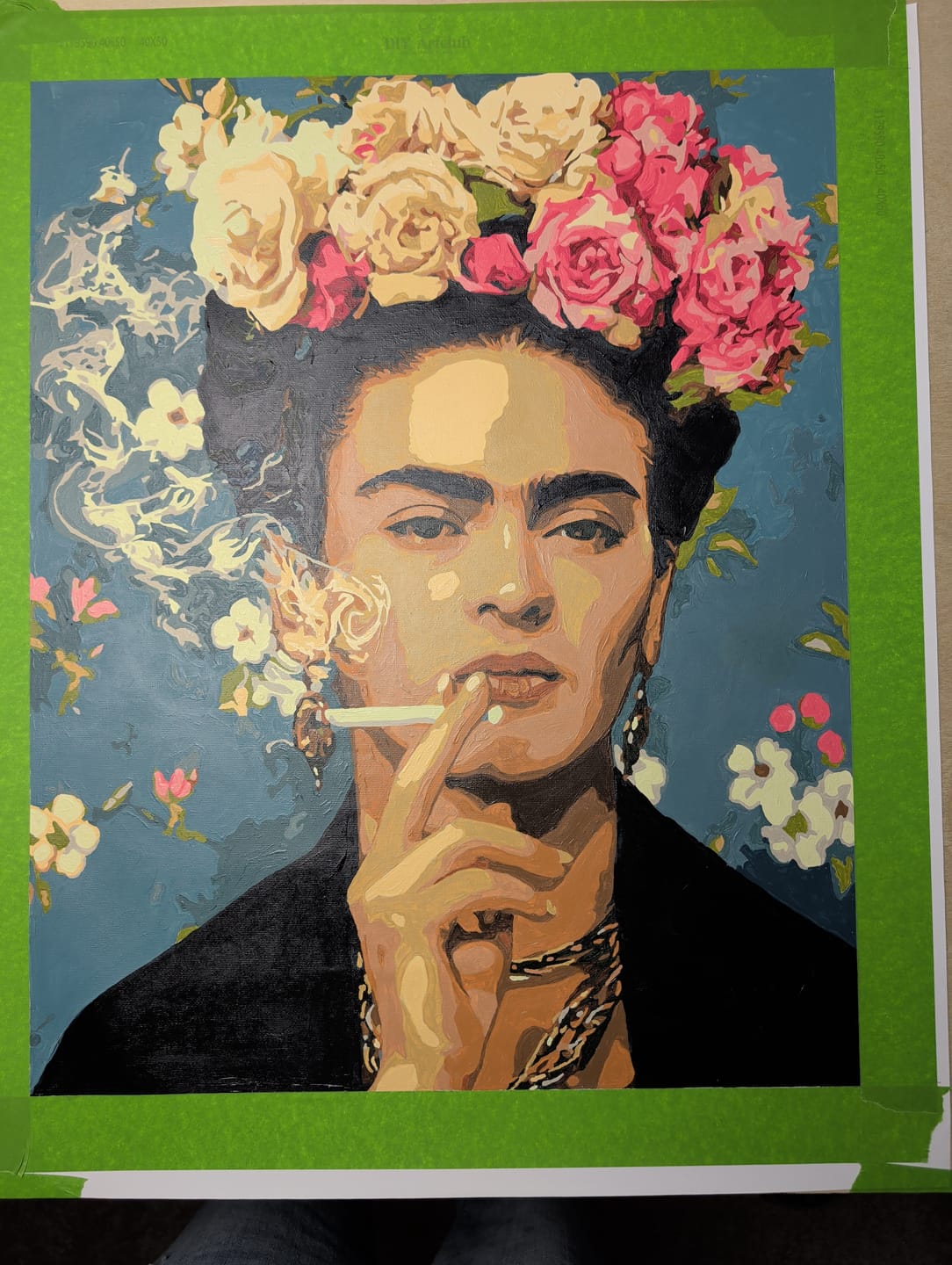Customer photo review of Smoking Frida | Paint by Number