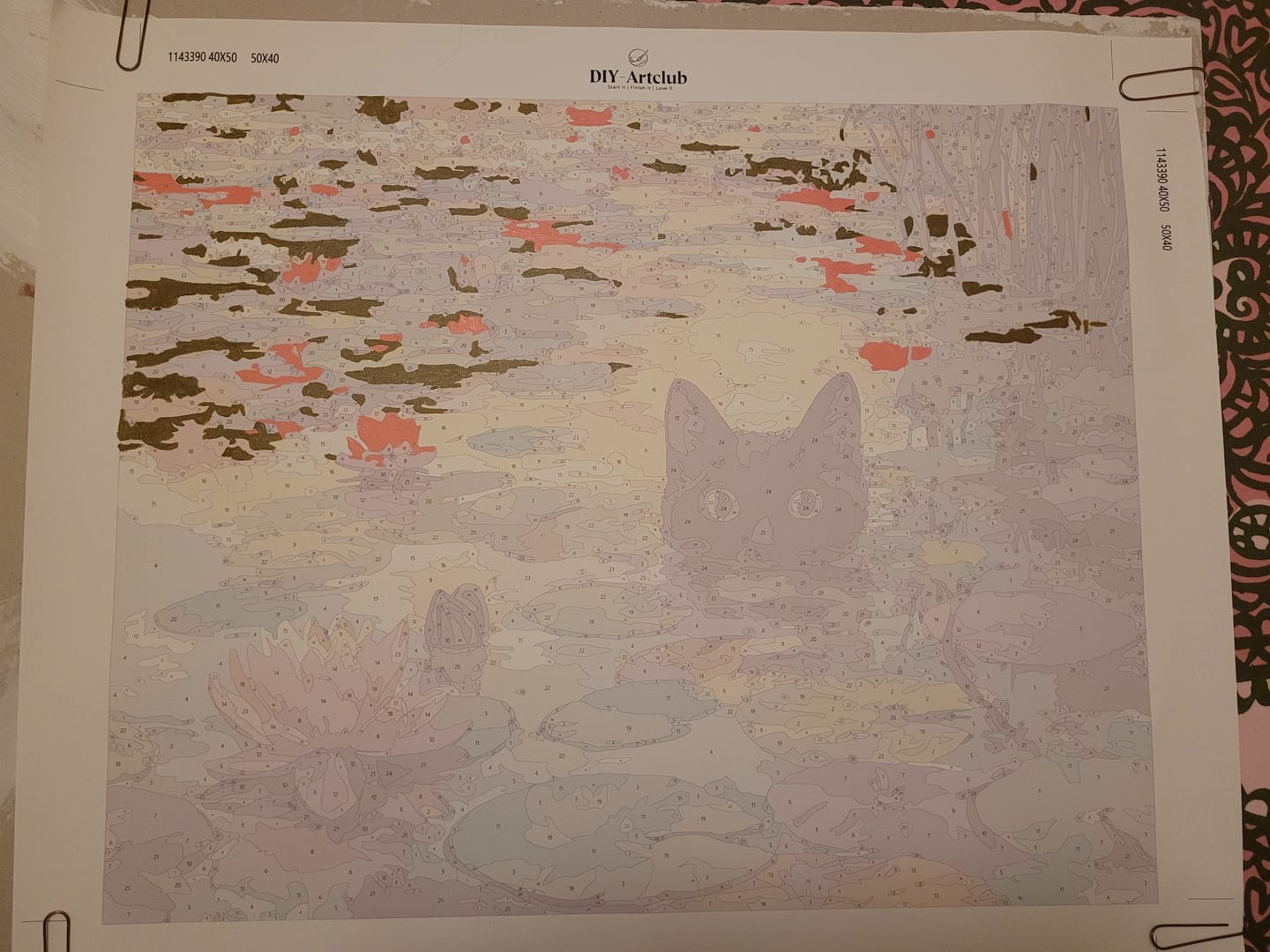 Customer photo review of A Water lilies cat | Paint by Number