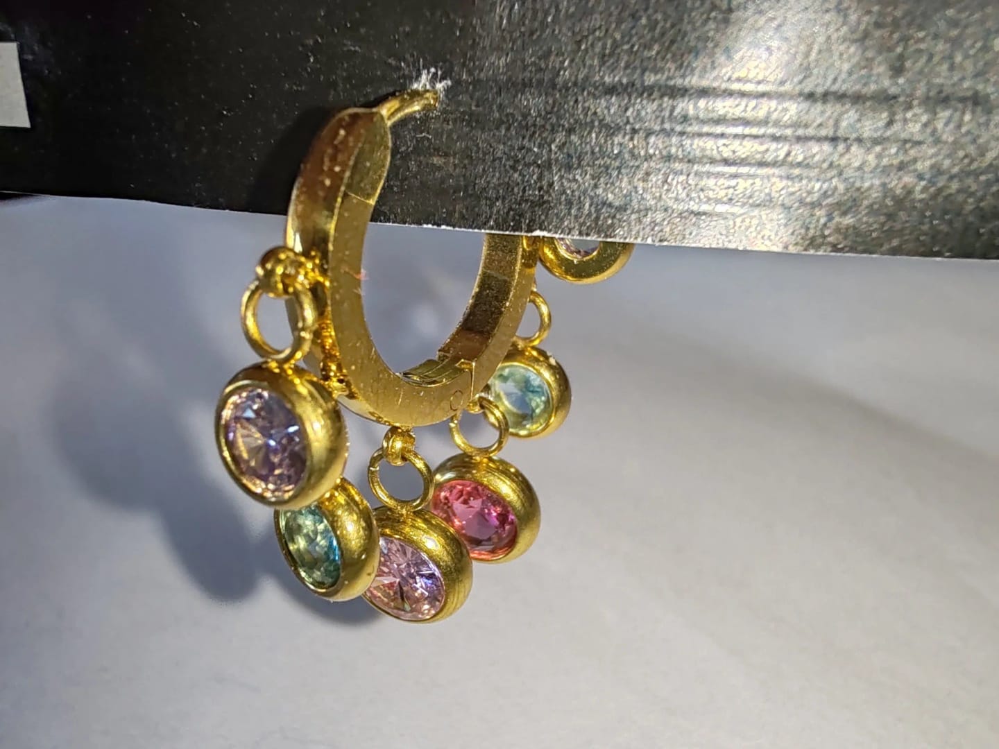 Customer photo review of Multi-Stone Charm Hoops