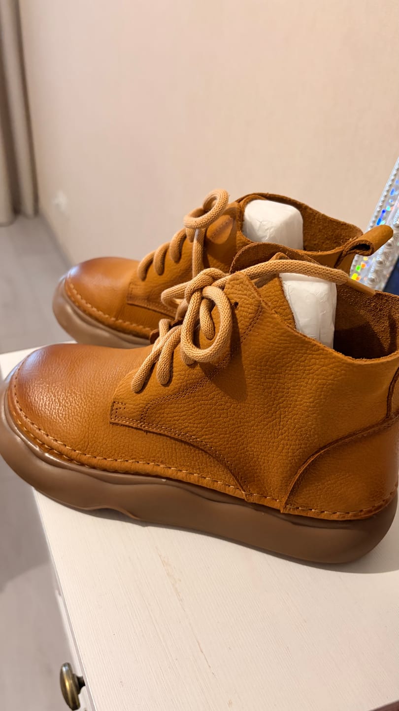 Customer photo review of Women Winter Pure Color Genuine Leather Flat Boots