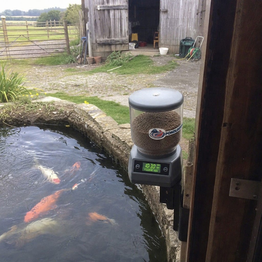 Customer photo review of Large Pond Fish Feeder UK | 4.5L Capacity | Timer Controlled | Moisture Proof | Koi Ponds
