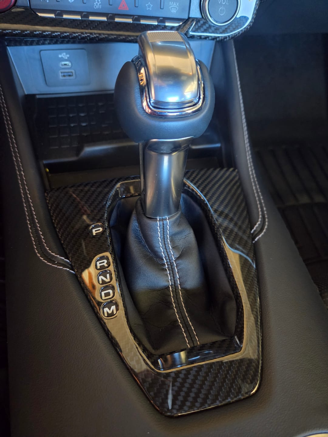 Customer photo review of 2024-Up Mustang DRY CARBON FIBER Gear Shift Panel Cover