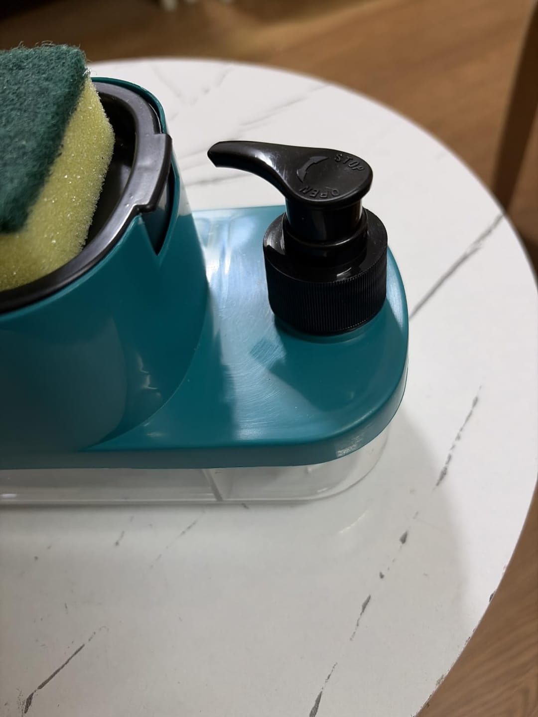 Customer photo review of 3-in-1 Dual Compartment Kitchen Soap Pump Dispenser with Sponge Holder & Hand Wash Bottle