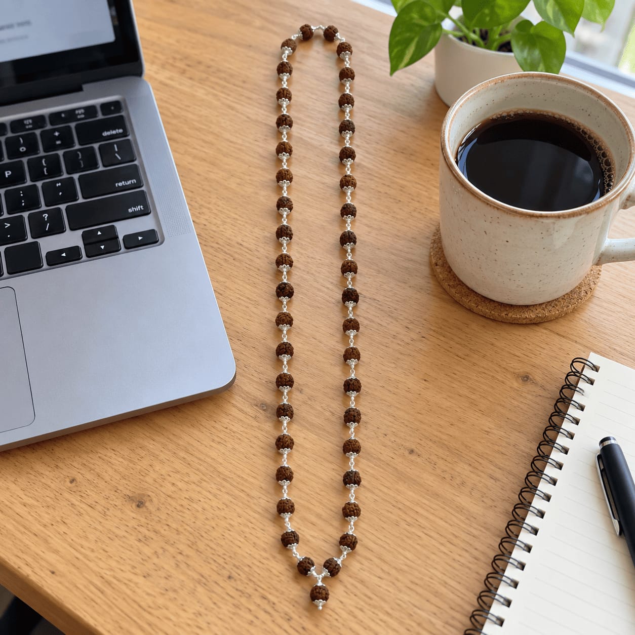 Customer photo review of Rudraksha Silver Mala