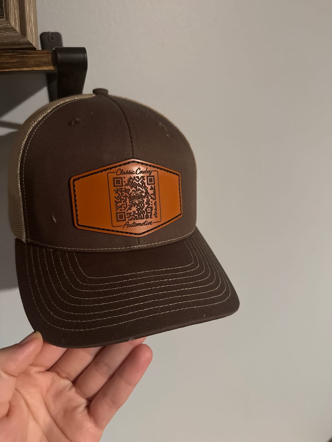Customer photo review of Premium Custom Leather Patch Hats (Wholesale)