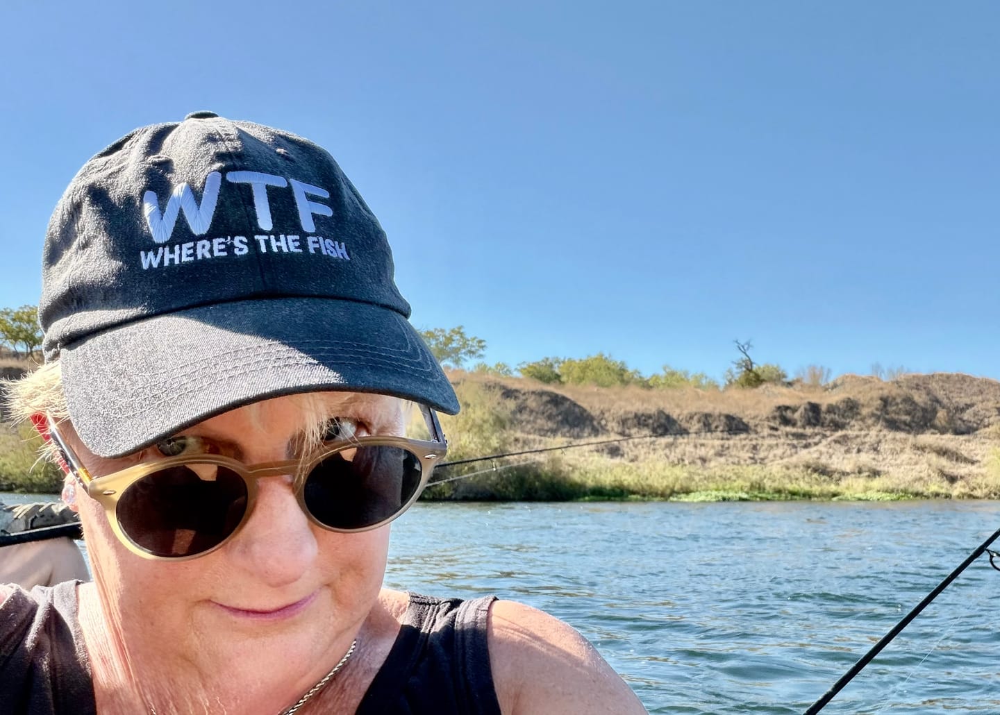 Customer photo review of WTF Where’s The Fish Embroidered Vintage Washed Baseball Hat