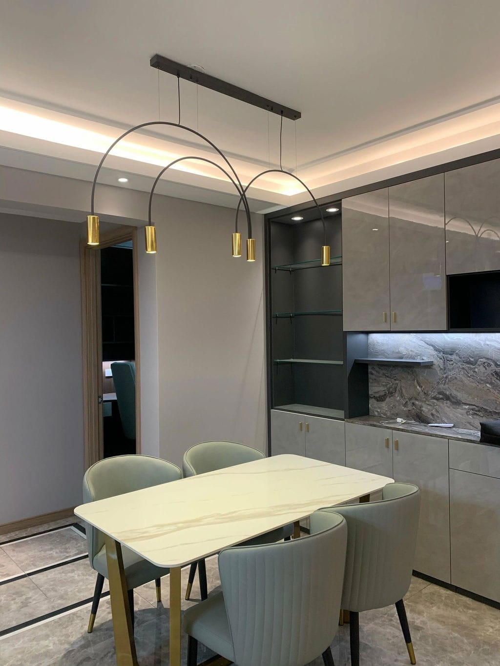 Customer photo review of Arch Pendant Light, Adjustable Spot Heads, Black or Gold