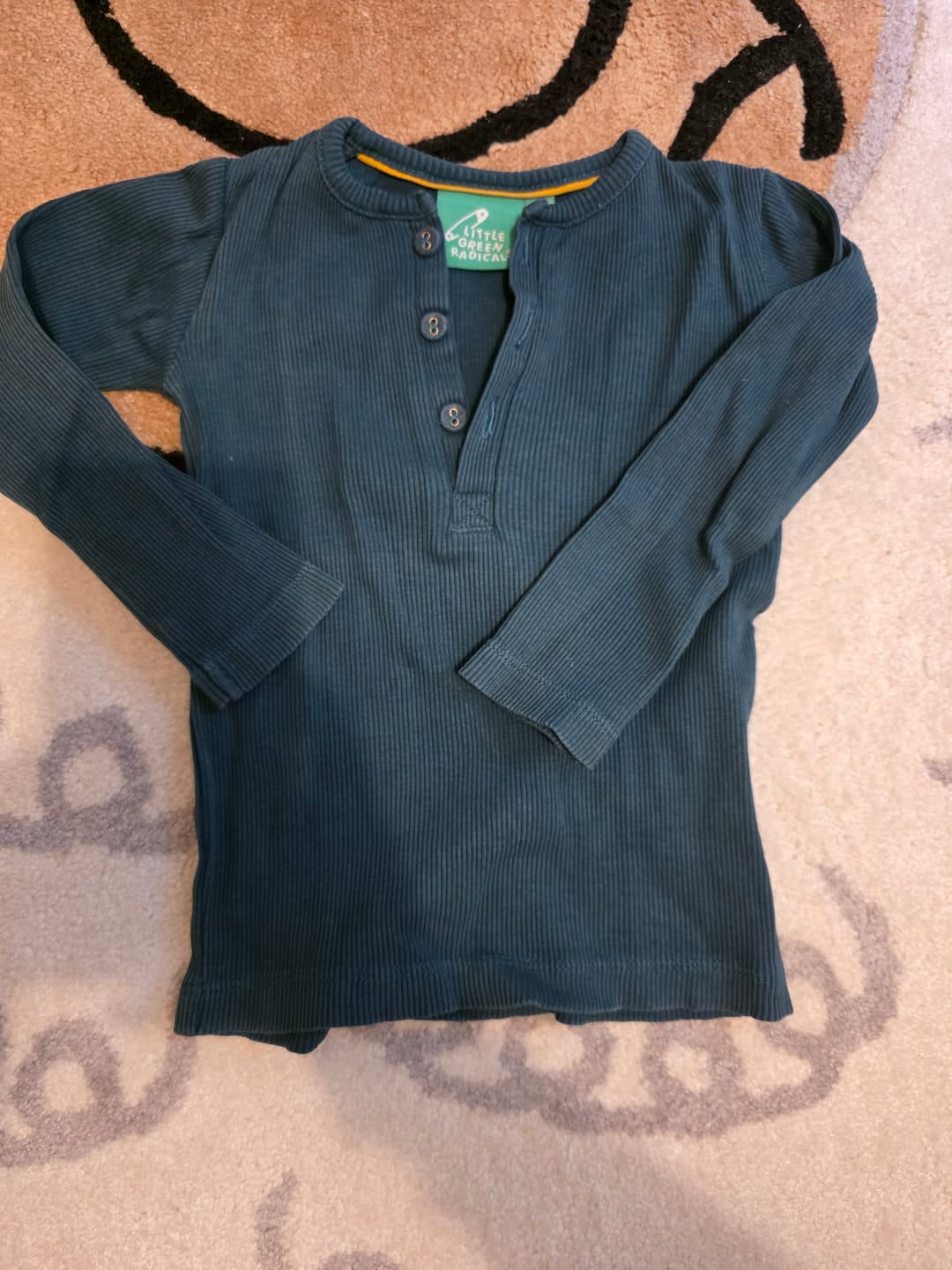 Customer photo review of Midnight Navy Ribbed Long Sleeve Henley Top
