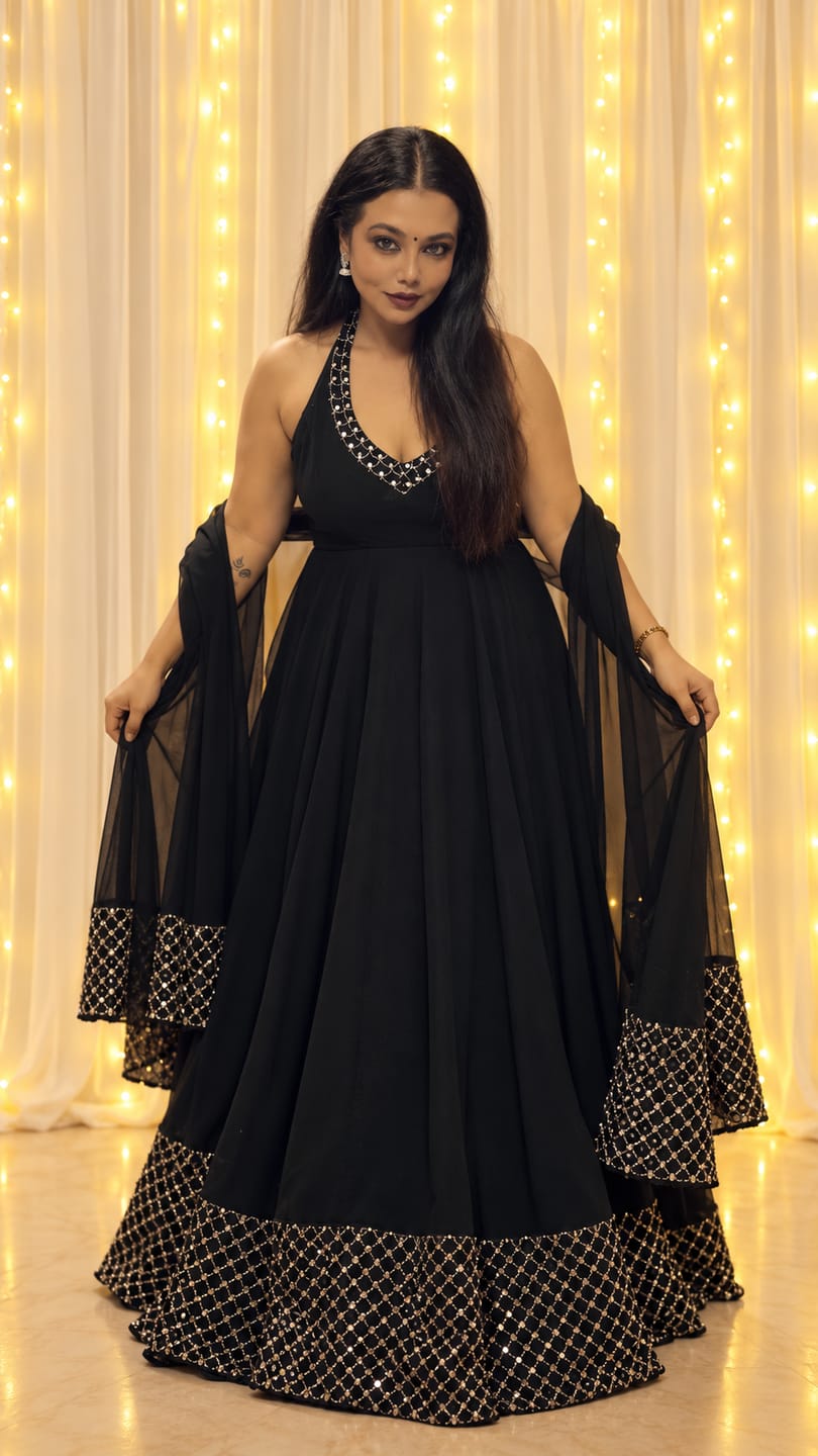 Customer photo review of Jhoom Midnight Halter Anarkali Set