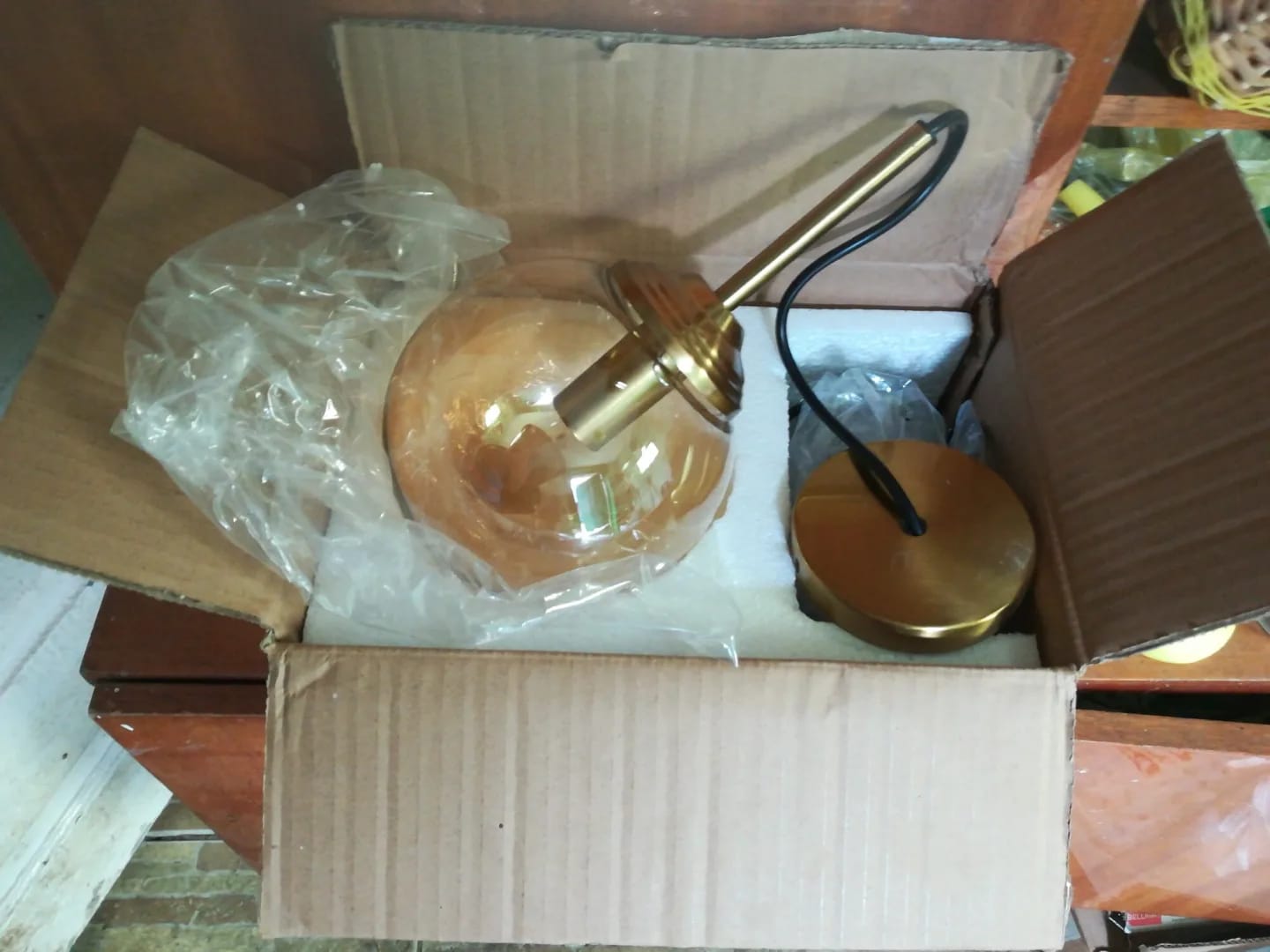 Customer photo review of Globe Pendant Light, Glass Globe in Metal Ring, Adjustable 1 m Cord