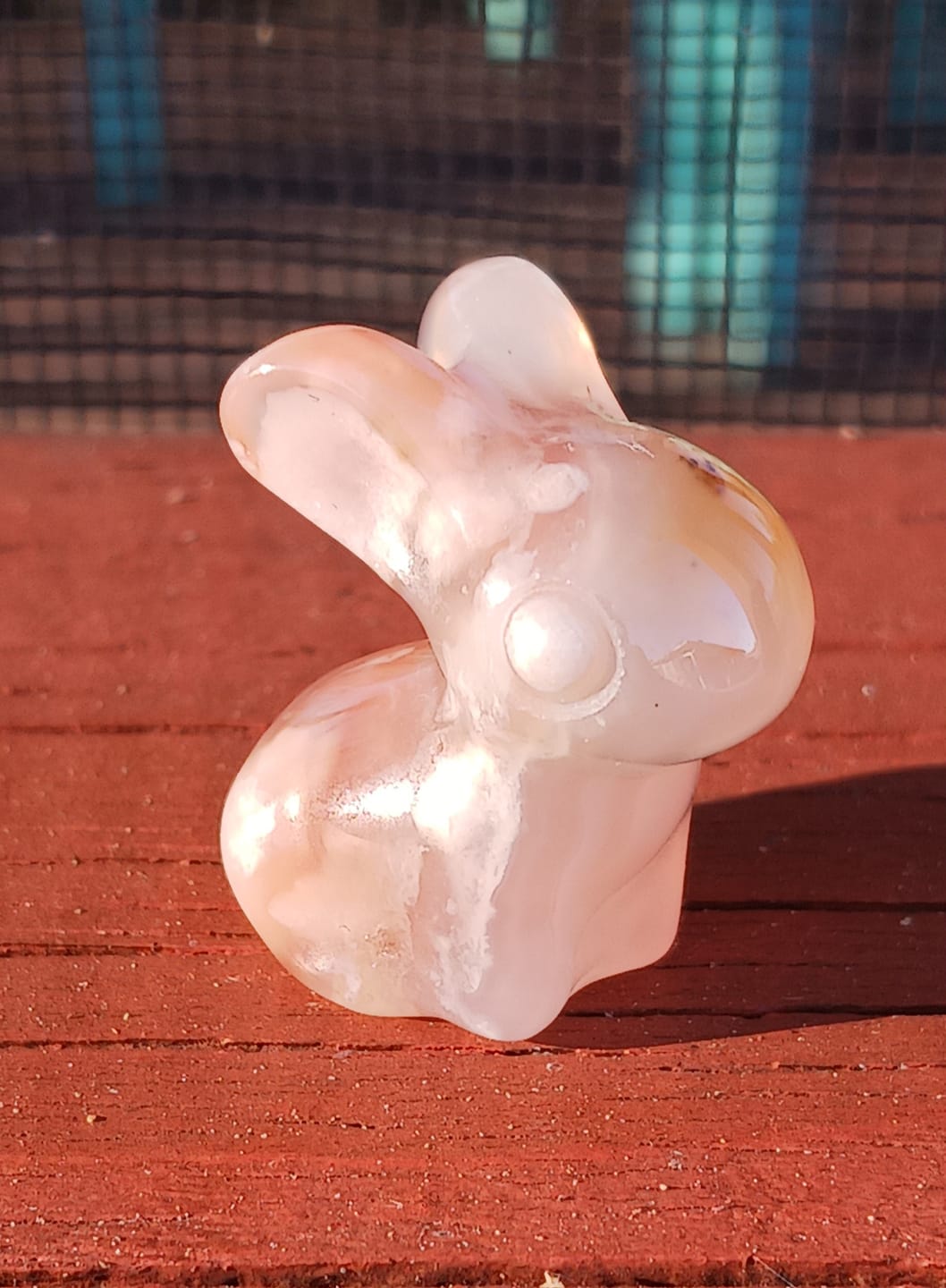 Customer photo review of Natural Crystal Cute Flower Agate Rabbit Carving