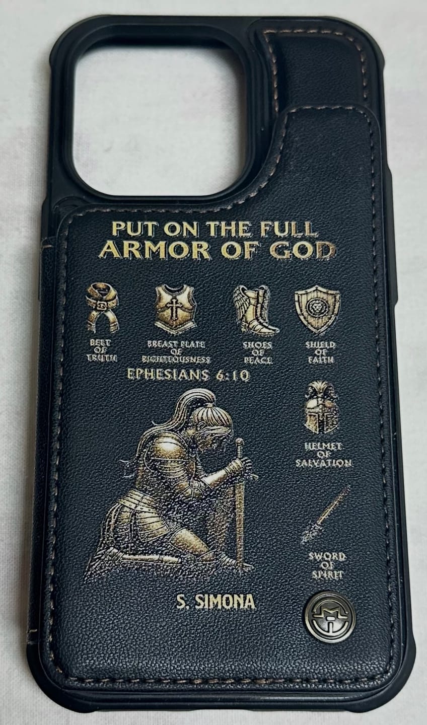 Customer photo review of Put On The Full Amor Of God - Personalized Christian Wallet Phone Case