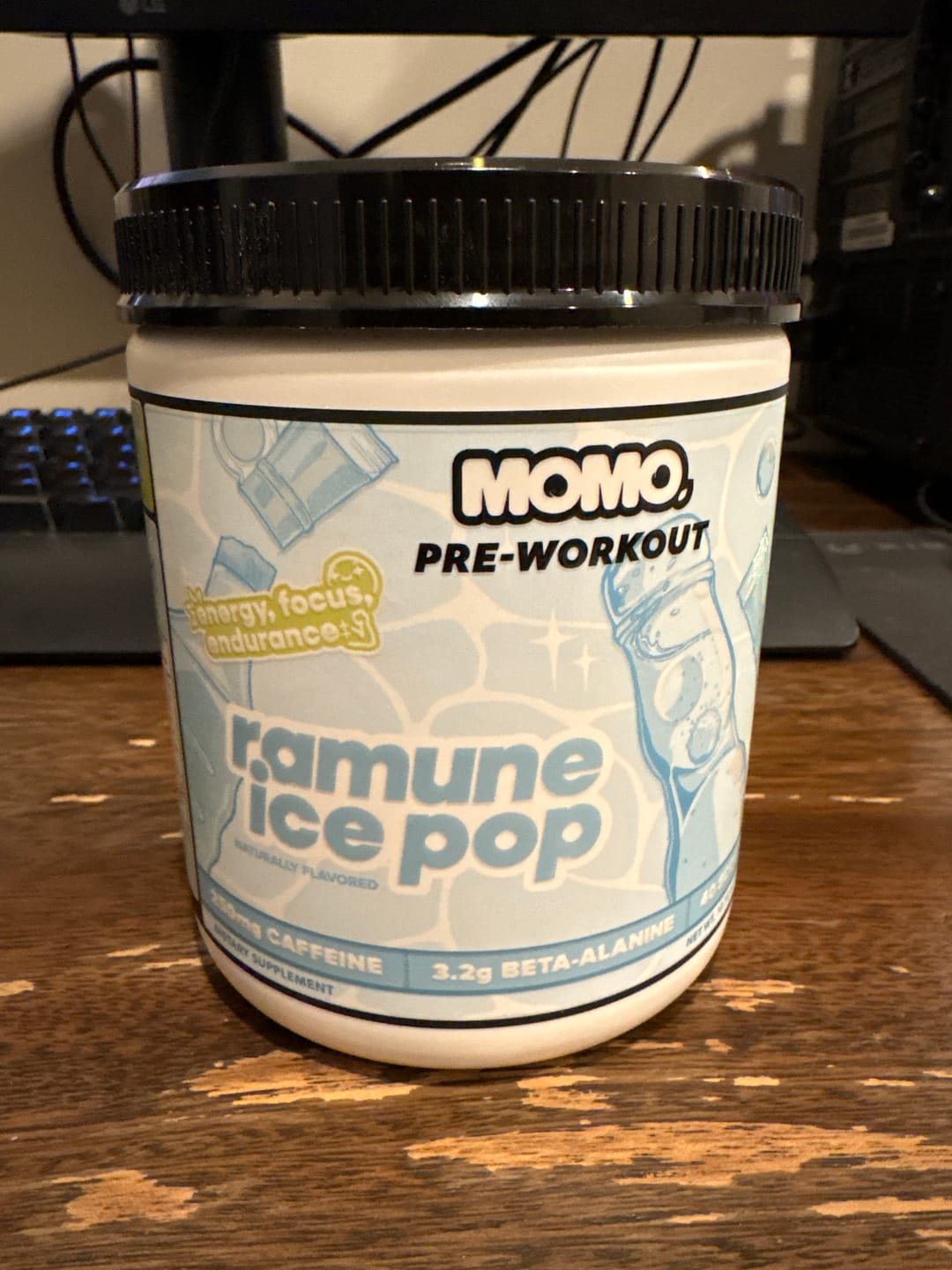 Customer photo review of MOMO® Pre-Workout | Ramune Ice Pop | 40 Scoops