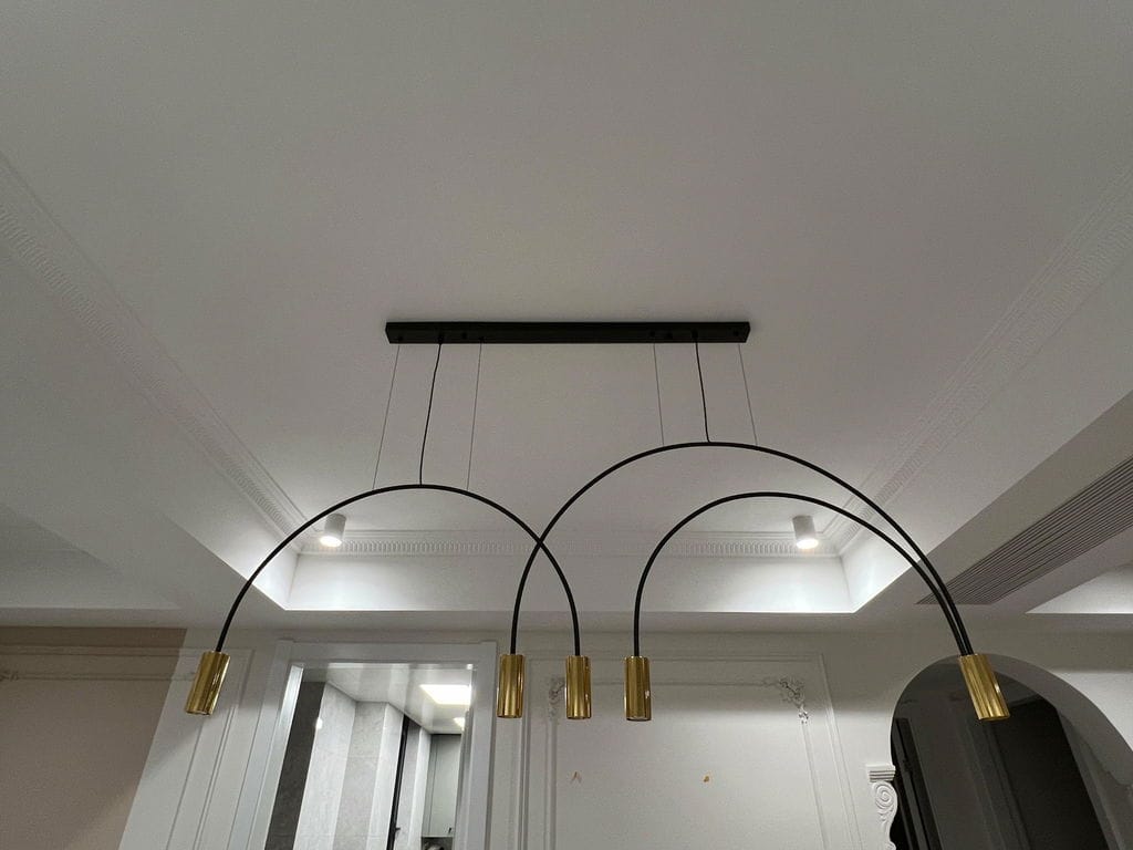 Customer photo review of Arch Pendant Light, Adjustable Spot Heads, Black or Gold