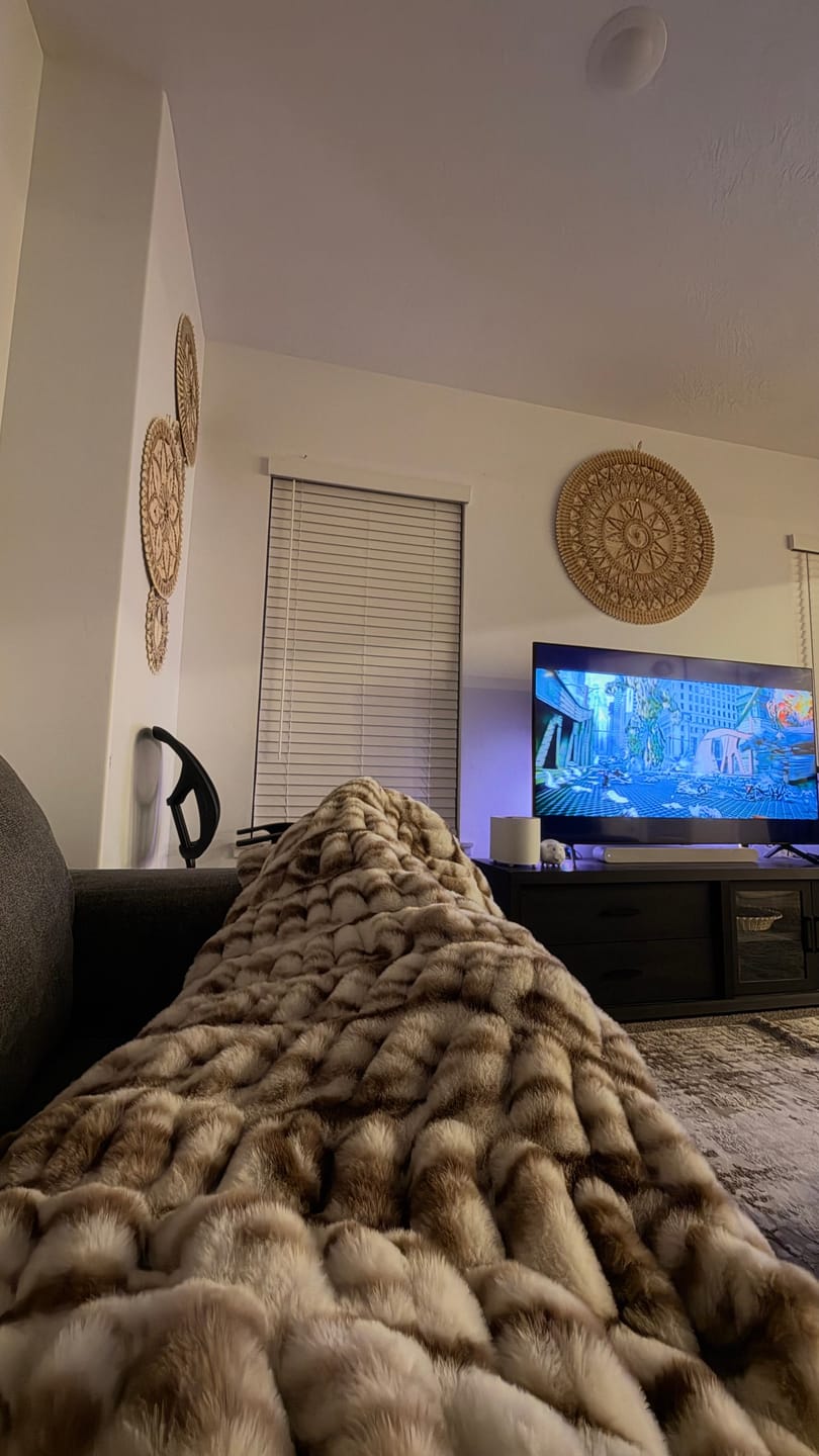 Customer photo review of Original Hugs Kaci Chocolate Marble Blanket