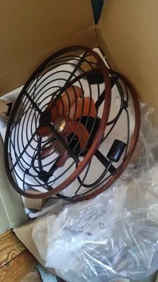 Customer photo review of Caged Ceiling Fan with Light, Wooden Blades, 4 Bulbs, Remote, 50 cm