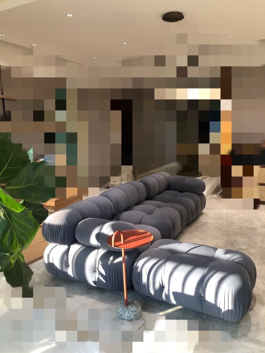 Customer photo review of Hiksnra 3 Seater Sofa with Rectangular Ottoman | Sofa in a Box