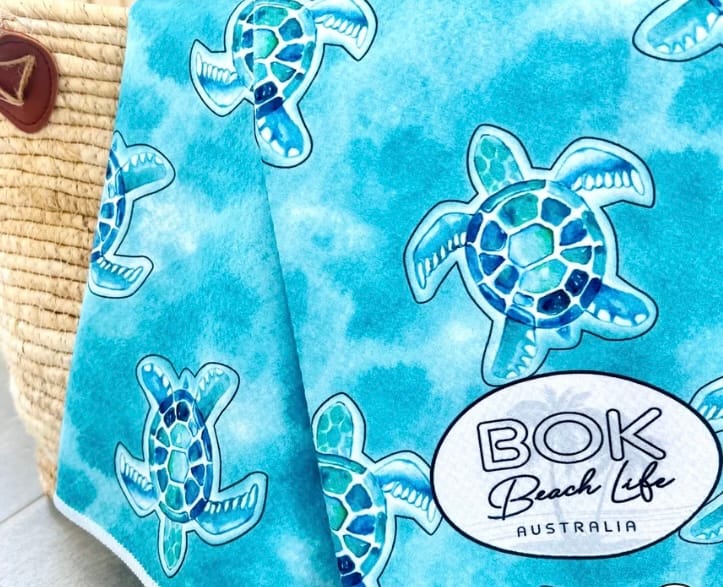 Customer photo review of Turtle Trails - Sand Free Towel