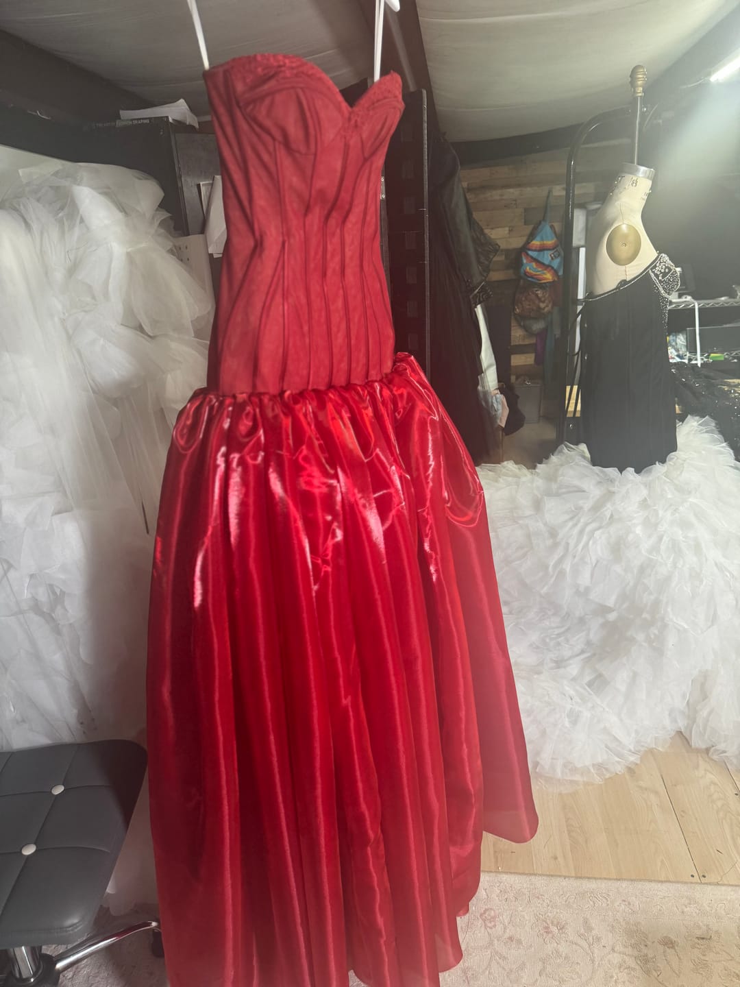 Customer photo review of Cranberry Red Liquid Shimmery Organza
