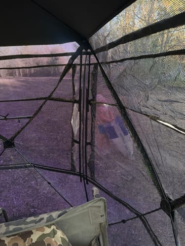 Customer photo review of VisTall 360 See-Through Ground Blind | 75-Inch 3 Person Pop Up Deer Blind with No-Trip Door | Portable Camo Hunting Blind with Blackout Curtain for Whitetail Deer Hunting