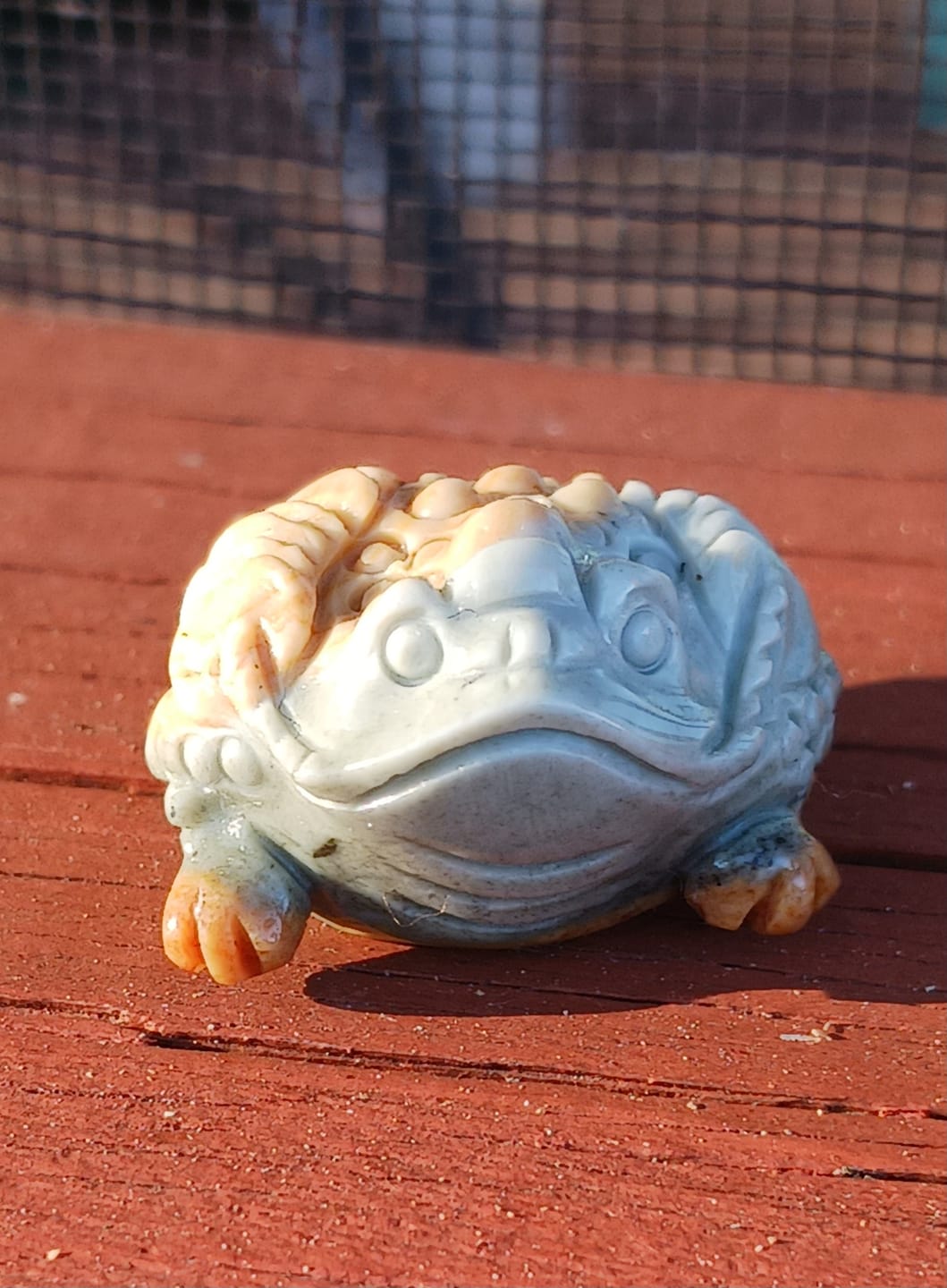 Customer photo review of Natural Crystal Carving Alashan Agate Three Legged Money Toad