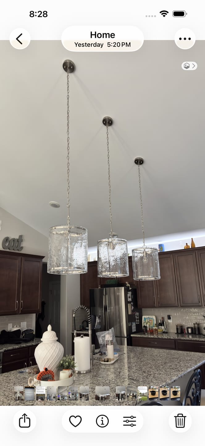 Customer photo review of Farmhouse Clear Textured Glass Cylinder Cage Pendant