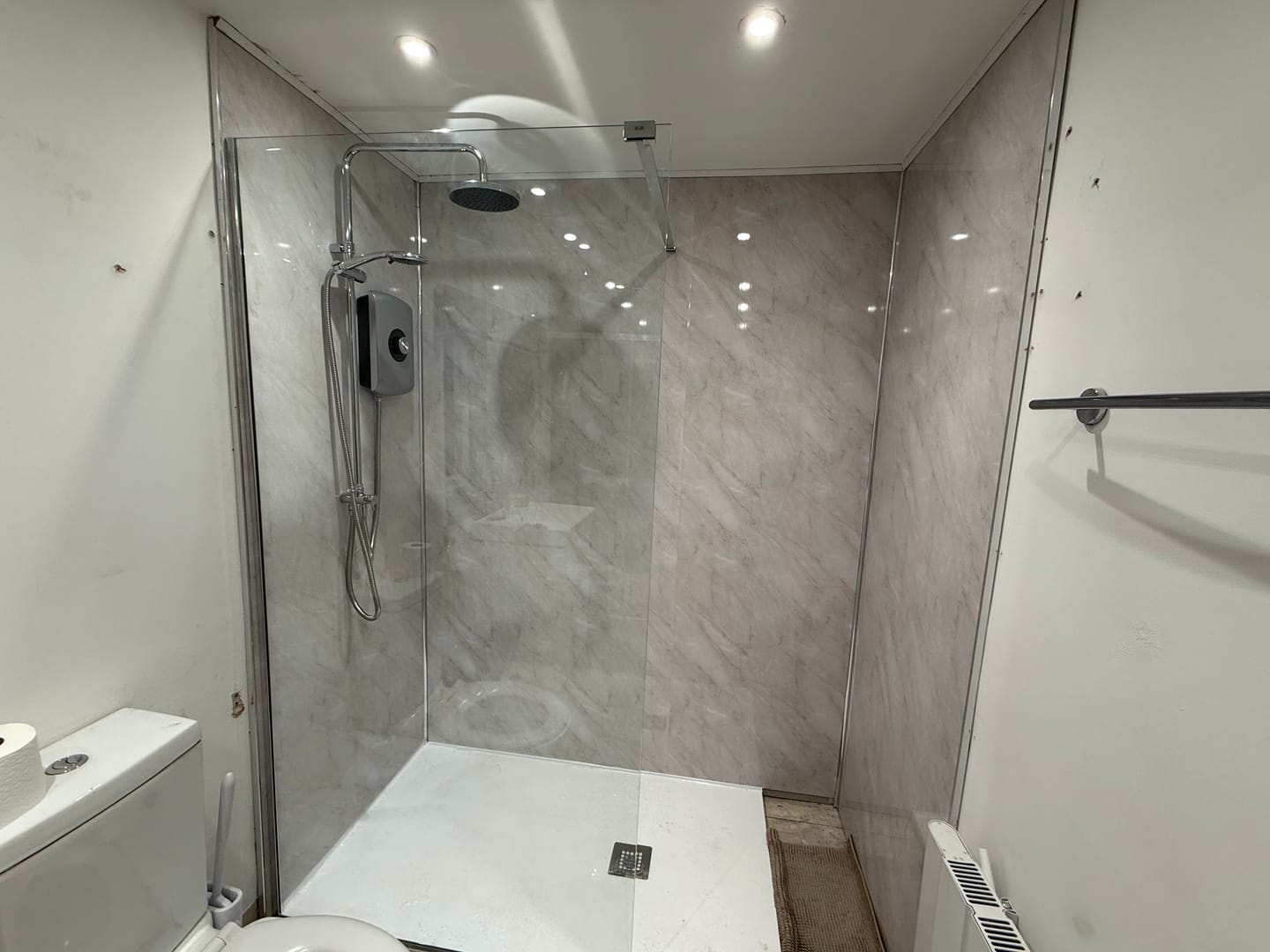 Customer photo review of Premium Pergamon Marble Gloss Shower Wall Panel - 1M x 2.4M