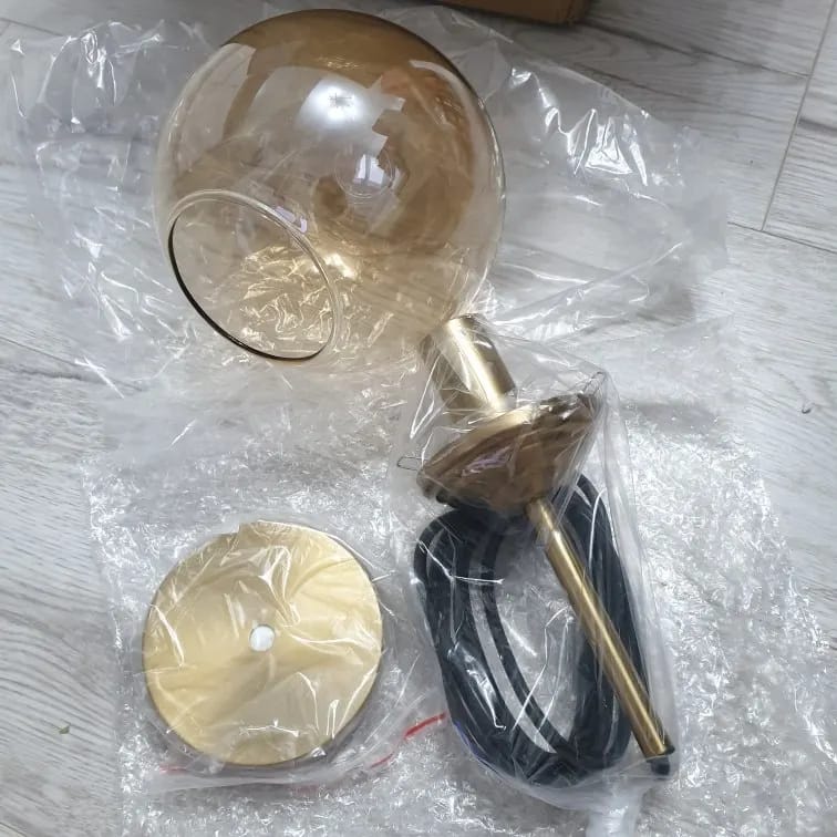 Customer photo review of Globe Pendant Light, Glass Globe in Metal Ring, Adjustable 1 m Cord