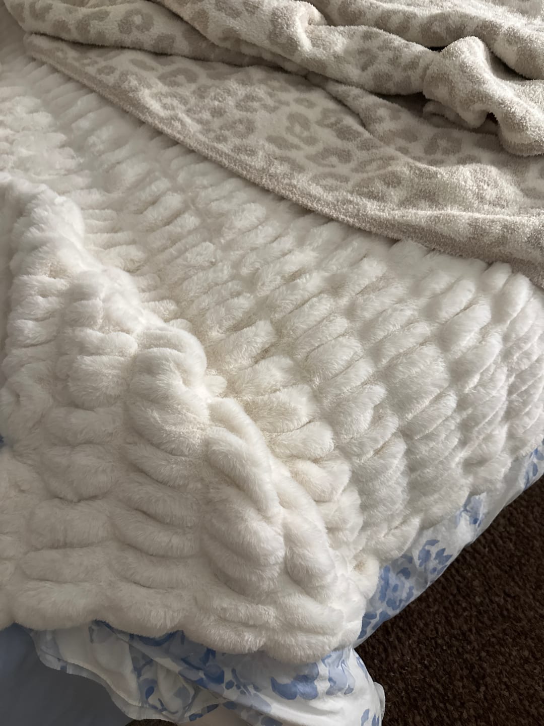 Customer photo review of Hugs Cream Blanket