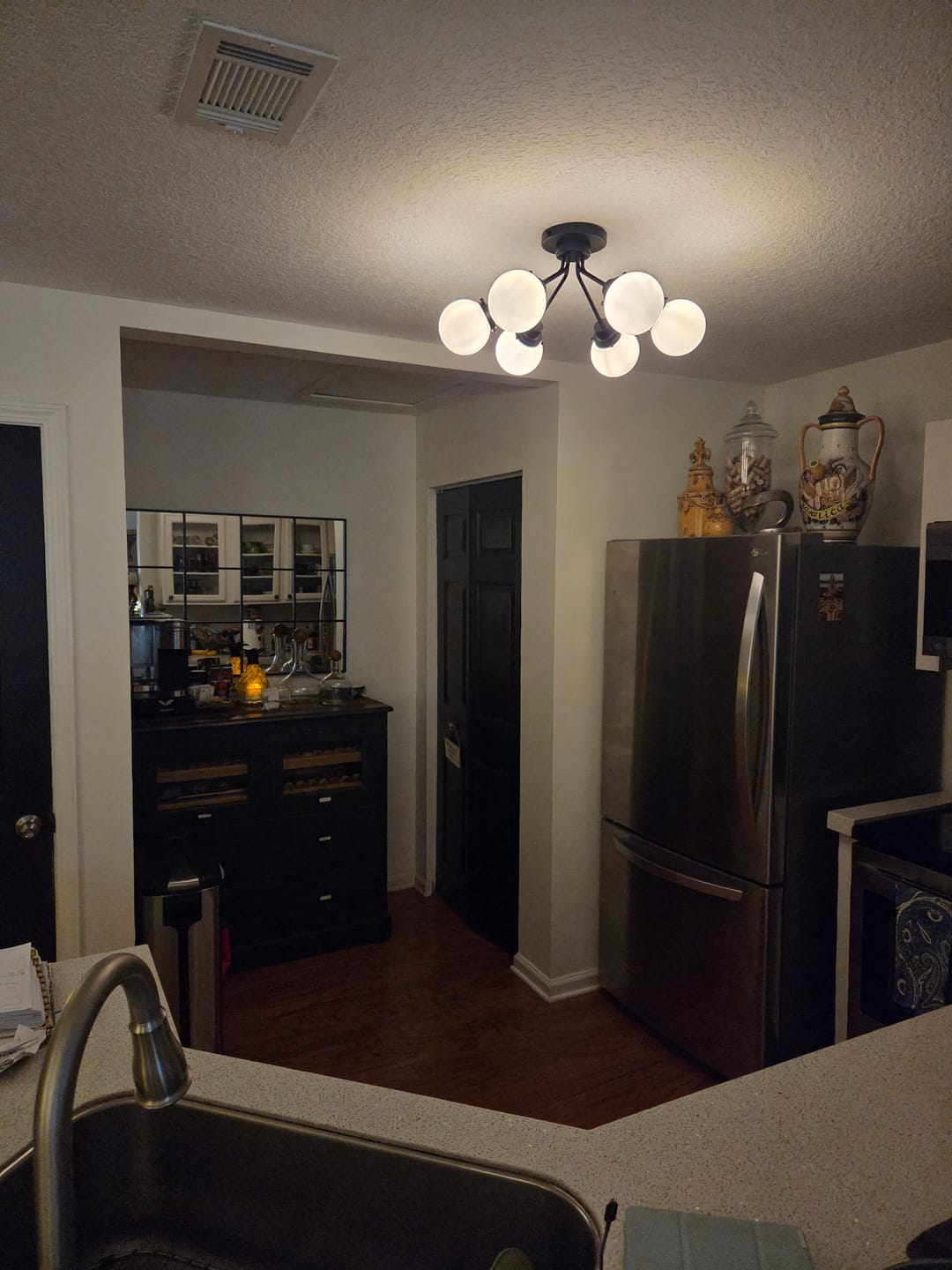 Customer photo review of Modern 6-Light Milky White Jade-Like Glass Sputnik Semi-Flush Mount
