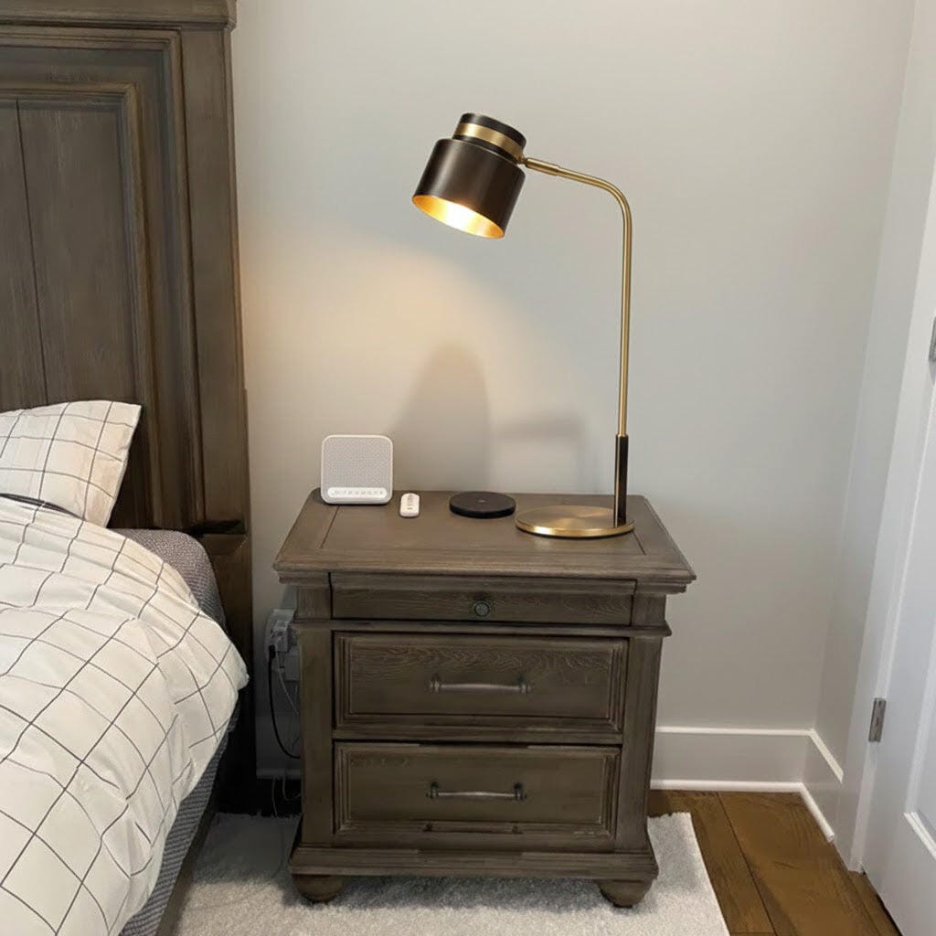 Customer photo review of Brass Bedside Table Lamp, Matte Black Metal, 52 cm, Plug In