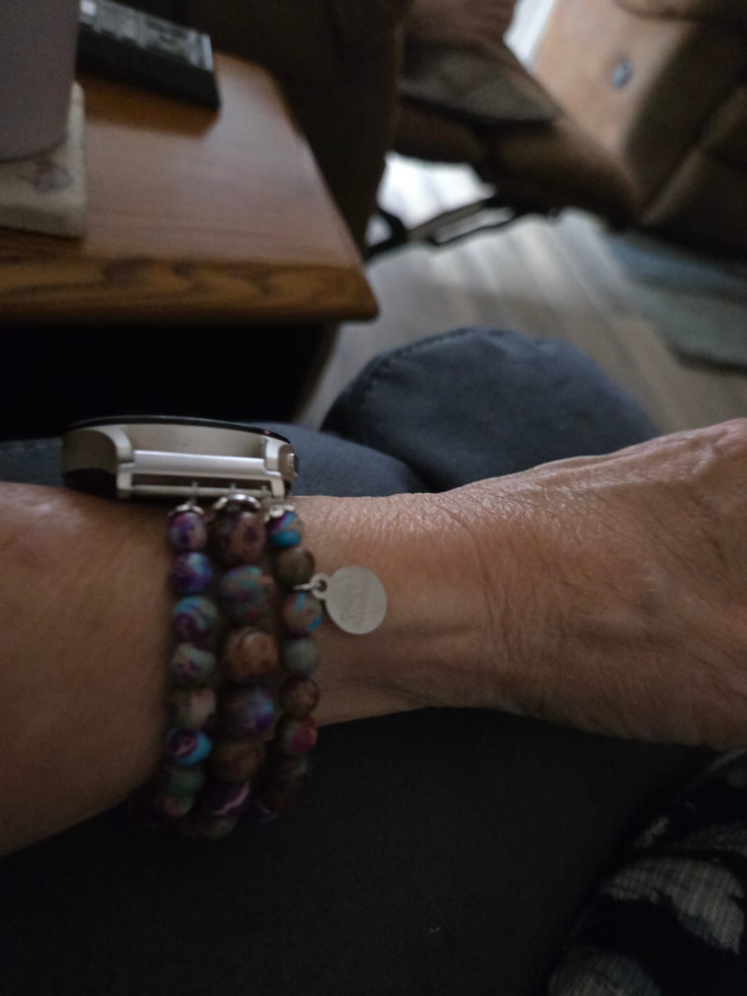Customer photo review of Wisteria Wonder Jasper Stretch Watch Strap