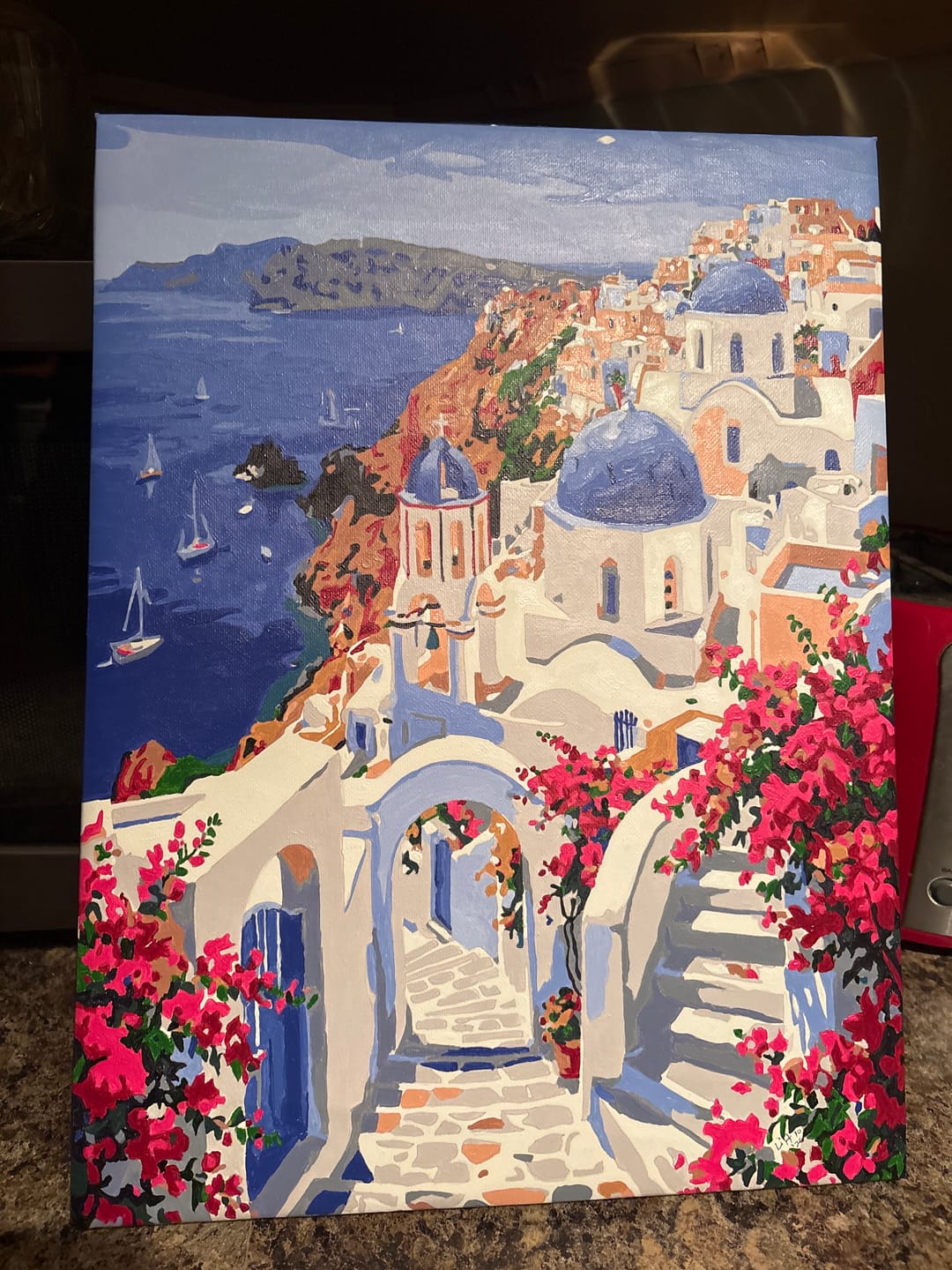Customer photo review of Santorini Blue Domes (Paint by Numbers)