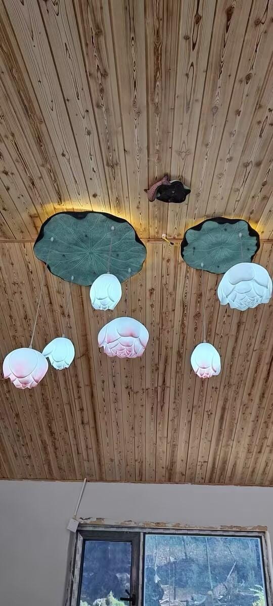 Customer photo review of Pink and White Petal Pendant Light, Chandelier, Integrated LED